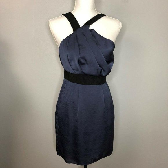 BCBGeneration Dresses & Skirts - BCBGeneration Blue Black‎ Pleated Front Dress
